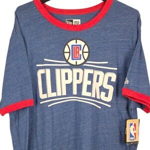 LA Clippers T-Shirt Mens XXL Blue Ringer New Era NBA Short Sleeve Crew Tee NWT